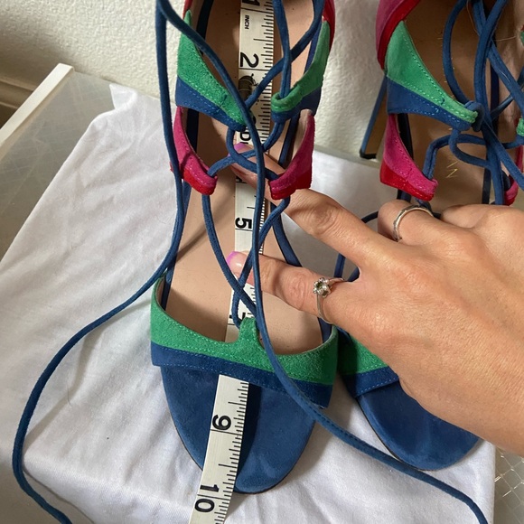 RARE Stuart Weitzman lace up colorblock heels - Picture 5 of 7